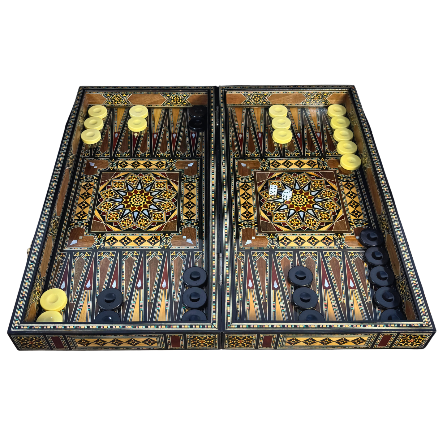 Jeu d’Échecs et de Backgammon de Luxe – Art Damascène & Nacre