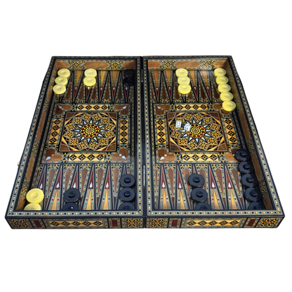 Jeu d’Échecs et de Backgammon de Luxe – Art Damascène & Nacre
