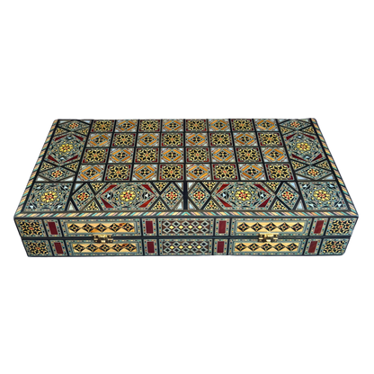 Jeu d’Échecs et de Backgammon Héritage – Artisanat Damascène en Mosaïque