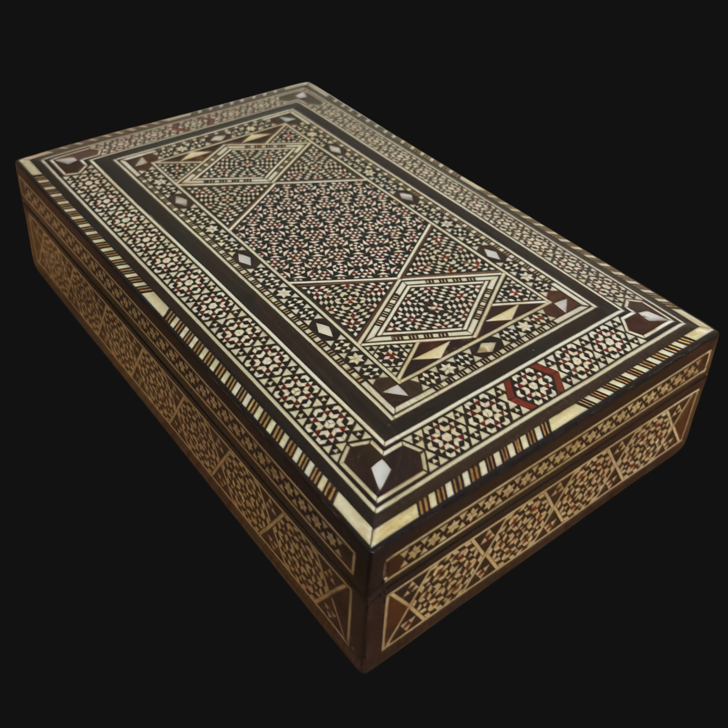 Vintage 1970 Damaszener Schmuckdose – Handgefertigter Holzschatz