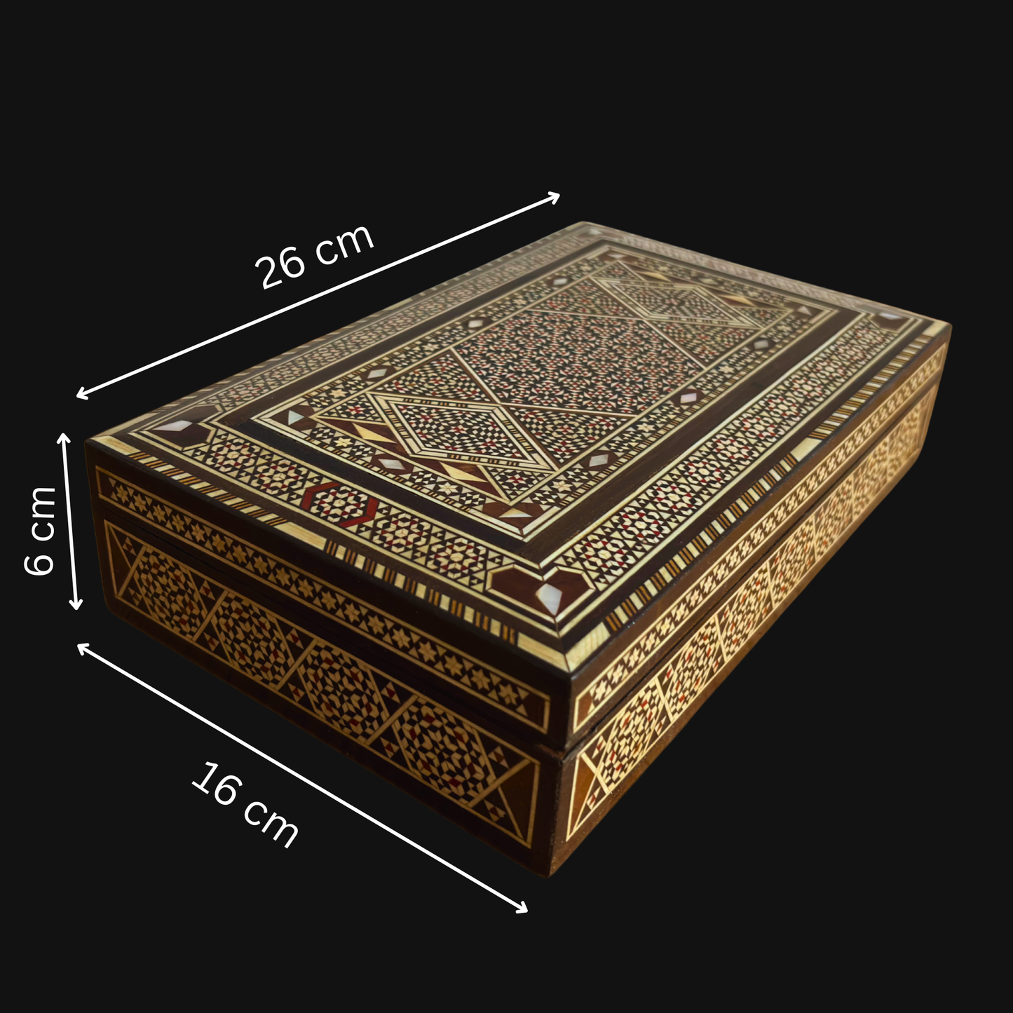 Vintage 1970 Damaszener Schmuckdose – Handgefertigter Holzschatz