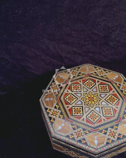 Boîte en Mosaïque Damascène Faite Main – Nacre & Velours