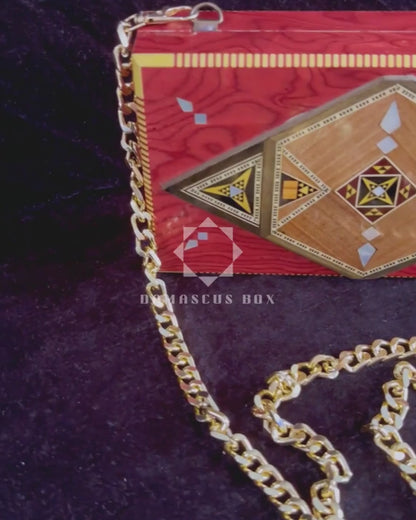 Pochette de Luxe en Mosaïque Damascène avec Nacre & Intérieur en Brocart