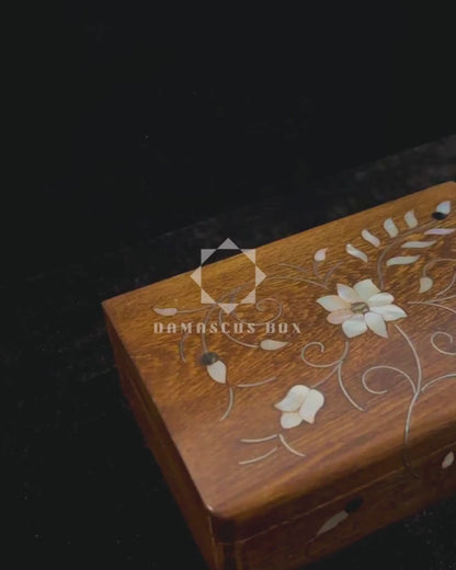 Handcrafted Damascene Luxury Box – Mother of Pearl & Velvet Elegance