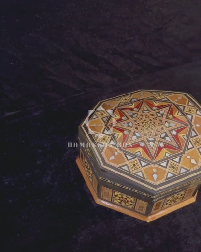 Boîte en Mosaïque Damascène Faite Main – Nacre & Velours